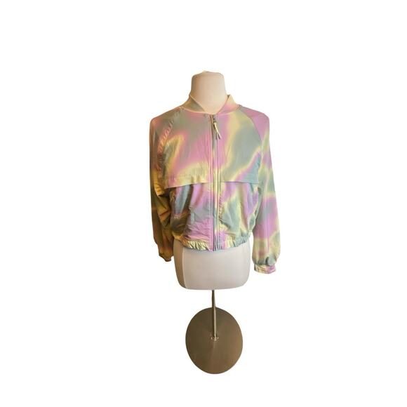 Athleta Girl Gap Collab Lily Pond Yellow Lined Bomber jacket size XXL 16, zip - Picture 14 of 16